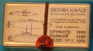 Tauchboot "Gymnote", "Plunger" und "Hajen No.1" Bausatz (je 1 St.) 1888/96/1904 Historia Navalis HN 704-706 in 1:500